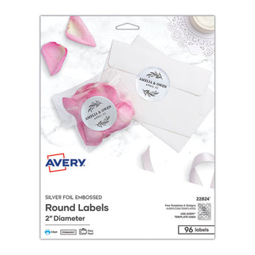 Avery® Round Labels, Inkjet Printers, 2" Dia., Silver, 12-sheet, 8 Sheets-pack freeshipping - TVN Wholesale